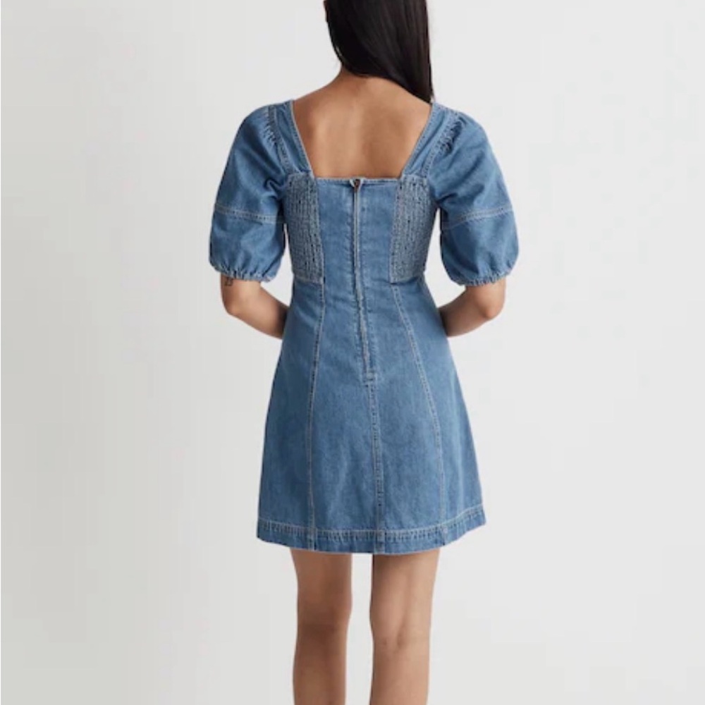 Madewell Maisie Mini Dress Square-Neck Denim Fennwood Wash Size 2 - Picture 2 of 12
